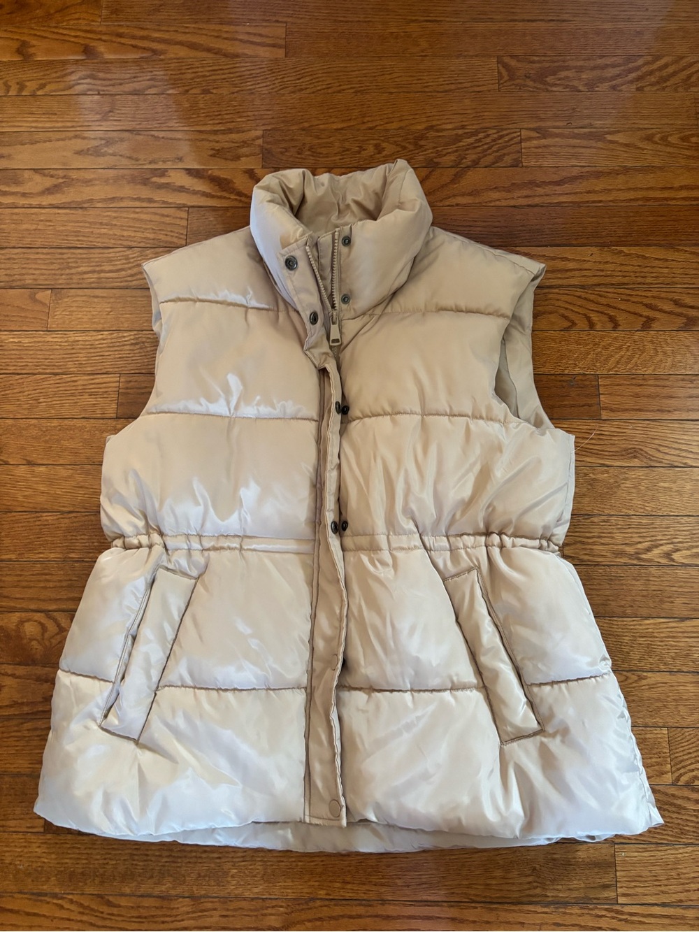 Sleeveless Quilted Puffer Vest in Cream - Women's Insulated Layer